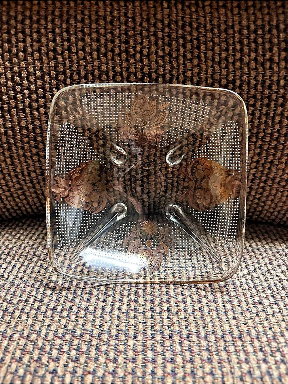 Clear & Brown Floral Glass Decor